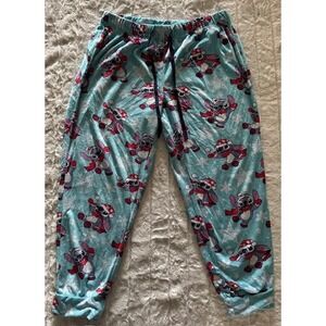 Disney Stitch Christmas Pajama Pants Blue Fleece Joggers XL 16-18 LZ41917BA